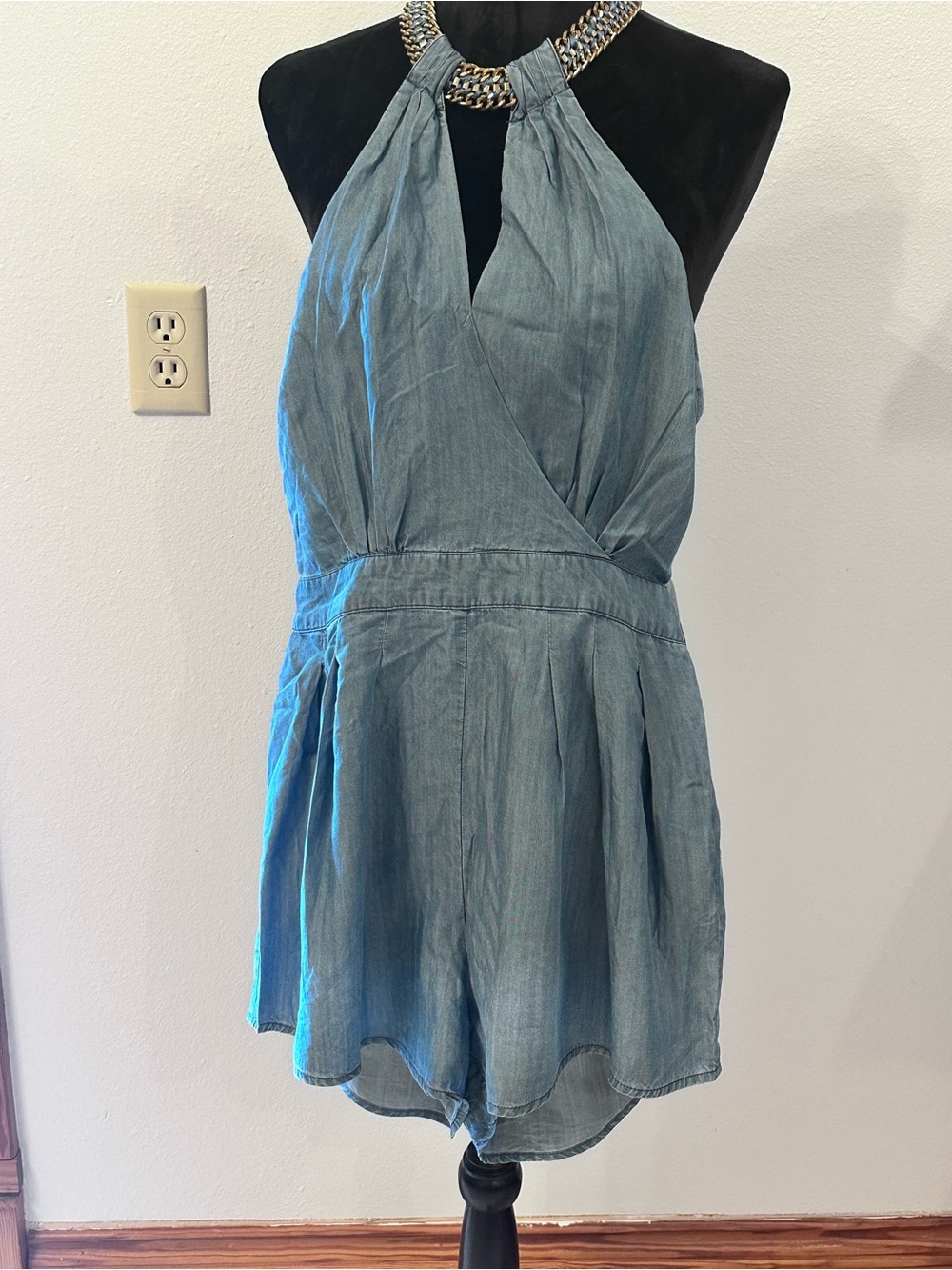 bebe Blue Smocked-Waist  romper